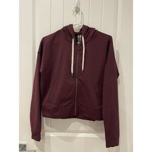 Vuori Women Granite Cropped Hoodie DreamKnit Warm Cerise Heather Size M $128